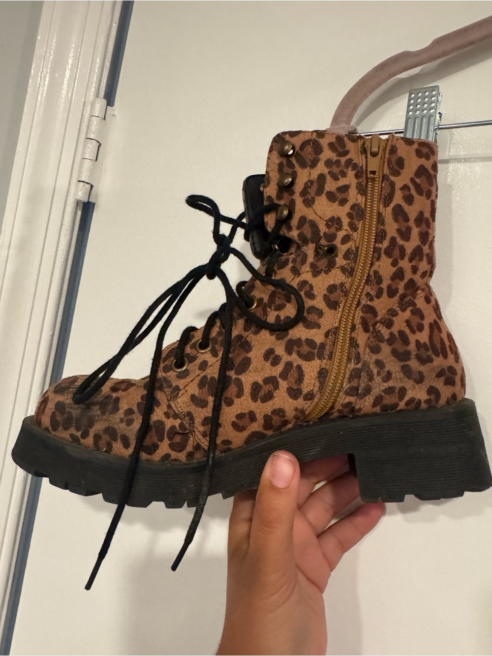 MIA Leopard Print Lace-Up Combat Boots Brown Black Size 7 - Picture 4 of 11